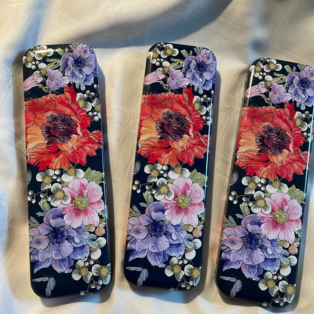 Brighton 3” x  9 1/2” floral tins, 3 count